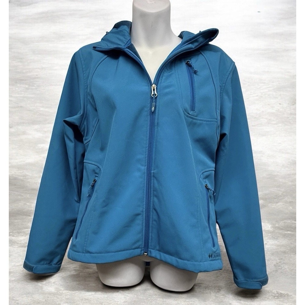 Blue Softshell Jacket Coat Womens Size S Wind & Water Resistant Double Diamond